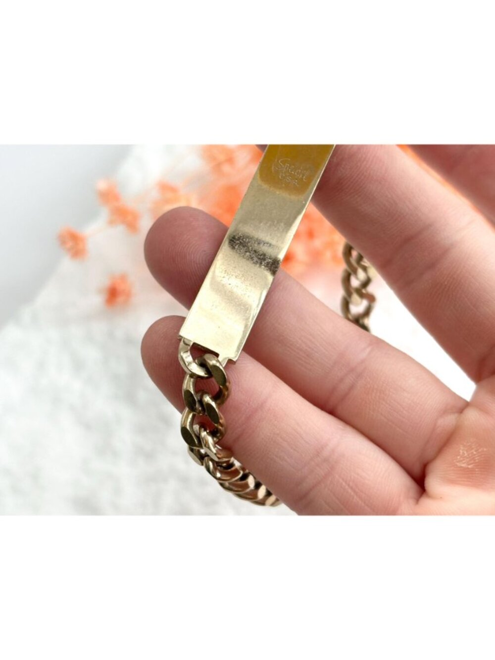 Chainlink Chunky "Jason" Carved Vintage 80's Style Panel Bracelet - Picture 11 of 14